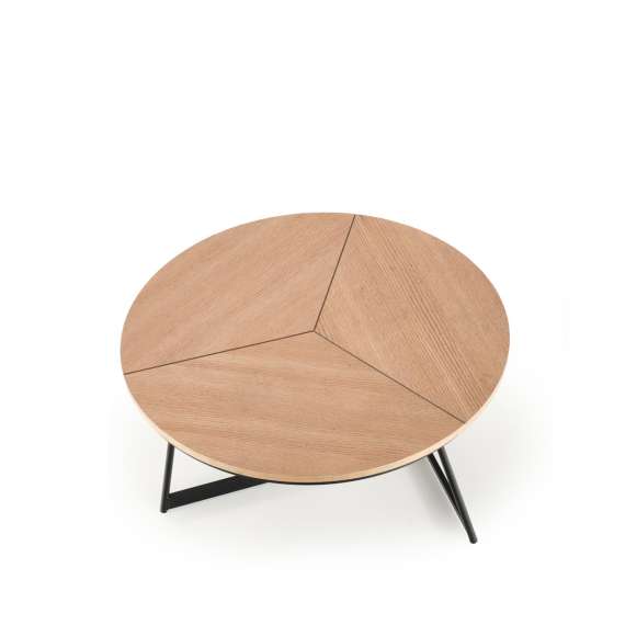 Sofabord KARIDA - Ø80 cm - naturlig eik  - metall ben