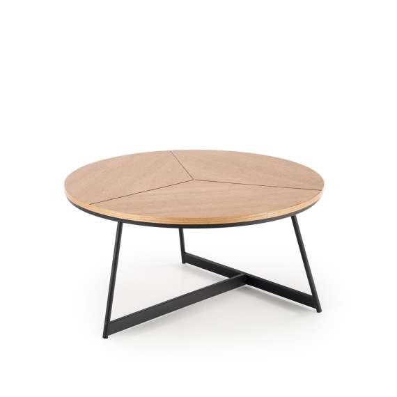 Sofabord KARIDA - Ø80 cm - naturlig eik  - metall ben