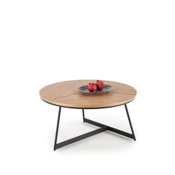 Sofabord KARIDA - Ø80 cm - naturlig eik  - metall ben