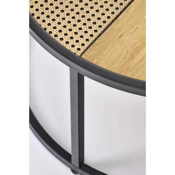 Bordsett GARMINA - 2 stk - eik gold - kunstrotting - svart ben