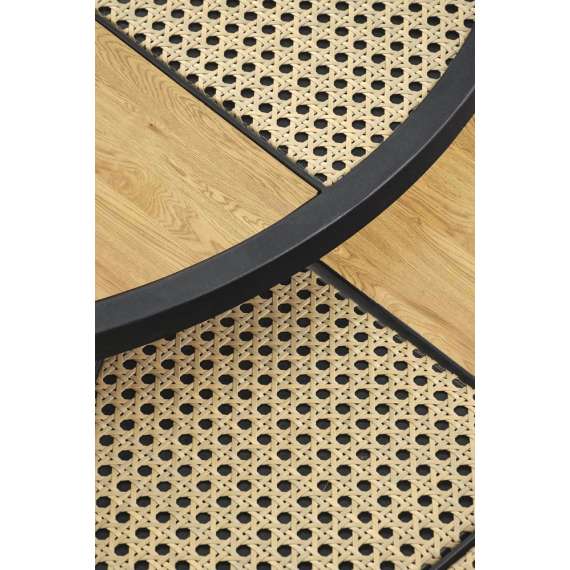 Bordsett GARMINA - 2 stk - eik gold - kunstrotting - svart ben