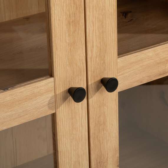 Reol Ted 75x205 cm - eik - 2 glassdører