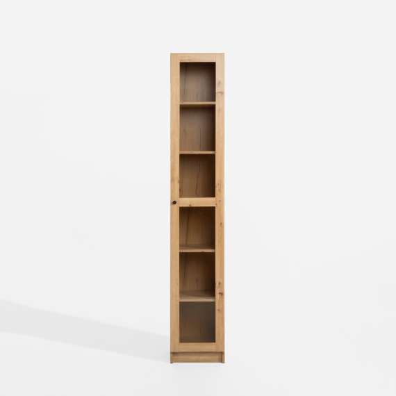 Reol Ted 35x205 cm - eik - glassdør