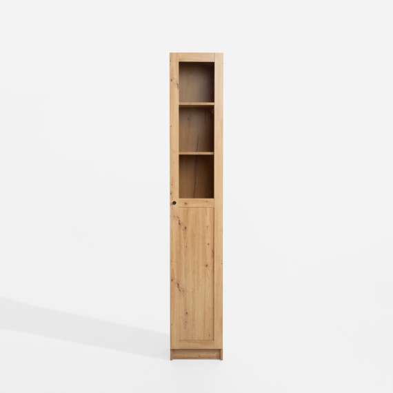 Reol Ted 35x205 cm - eik - glassdør - høyre