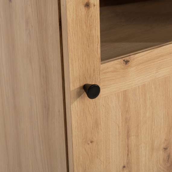 Reol Ted 35x205 cm - eik - glassdør - høyre