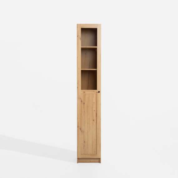 Reol Ted 35x205 cm - eik - glassdør - venstre