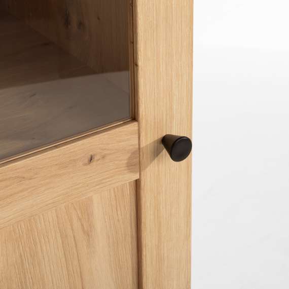 Reol Ted 35x205 cm - eik - glassdør - venstre