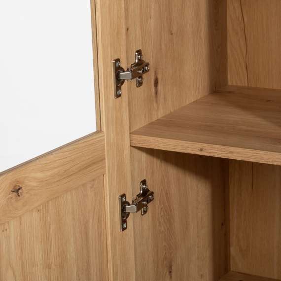 Reol Ted 35x205 cm - eik - glassdør - venstre