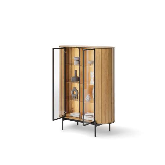 Vitrineskap Rotto 107x142 cm - eik - med hyller