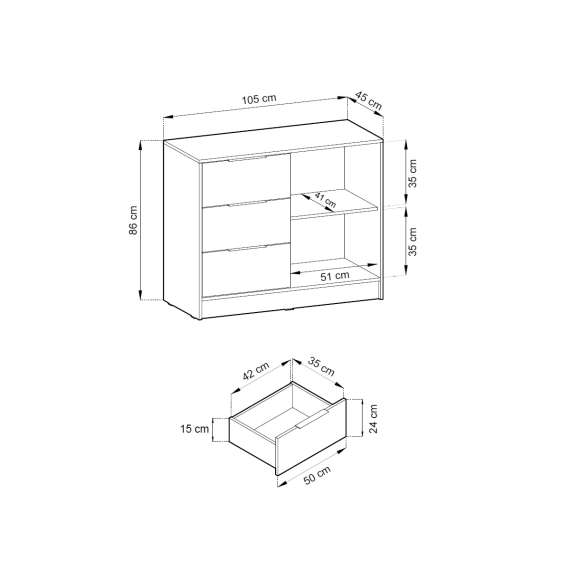 Kommode Nelly 105x86 cm - cashemere - spiler