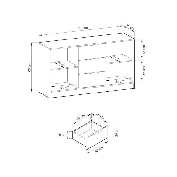 Kommode Nelly 155x86 cm - cashmere - spiler