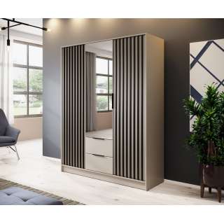 Garderobeskap Nelly 155x200 cm - 3 dører - 2 skuffer - Spiler