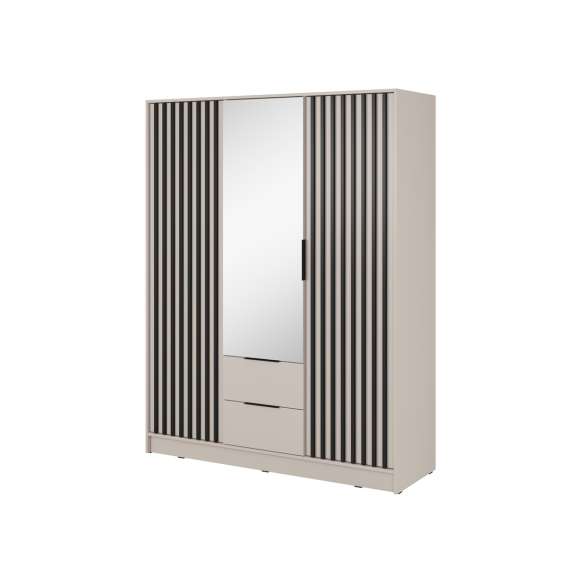 Garderobeskap Nelly 155x200 cm - 3 dører - 2 skuffer - Spiler