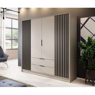Garderobeskap Nelly 206x200 cm - 4 dører - 2 skuffer - Spiler