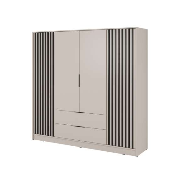 Garderobeskap Nelly 206x200 cm - 4 dører - 2 skuffer - Spiler