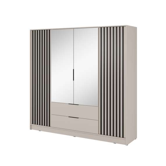 Garderobeskap Nelly 206x200 cm - 4 dører - 2 skuffer - Spiler