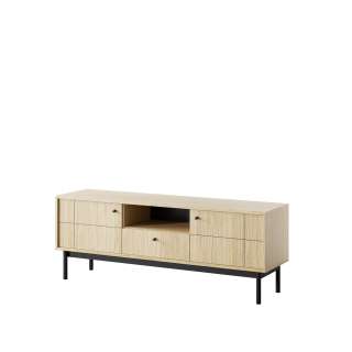 Tv-benk Japandi 154x57 cm - eik - med dører og skuff