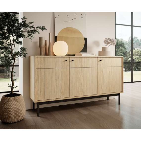 Skjenk Japandi 154x84 cm - eik - 3 dører