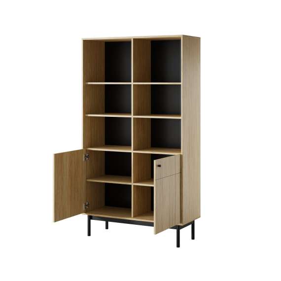 Reol Japandi 104x185 cm - eik - 2 dører og hyller