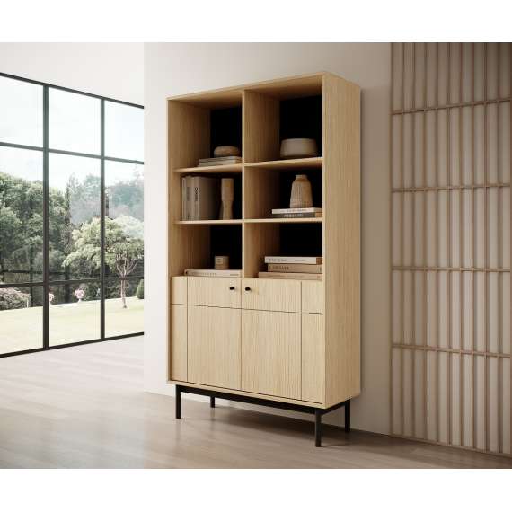 Reol Japandi 104x185 cm - eik - 2 dører og hyller