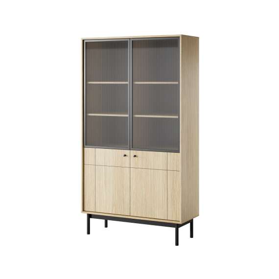 Vitrineskap Japandi 104x185 cm - eik - 4 dører