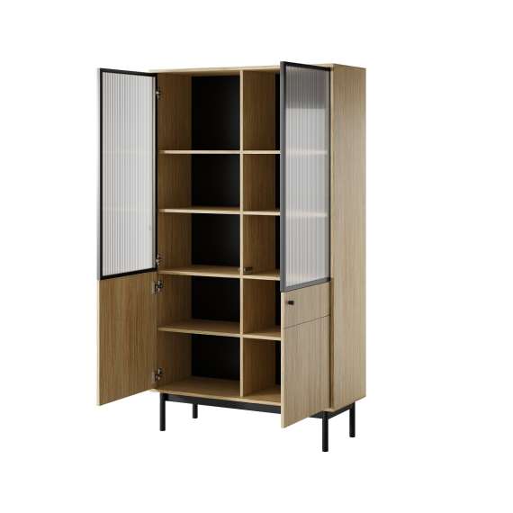 Vitrineskap Japandi 104x185 cm - eik - 4 dører