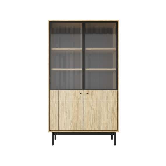 Vitrineskap Japandi 104x185 cm - eik - 4 dører