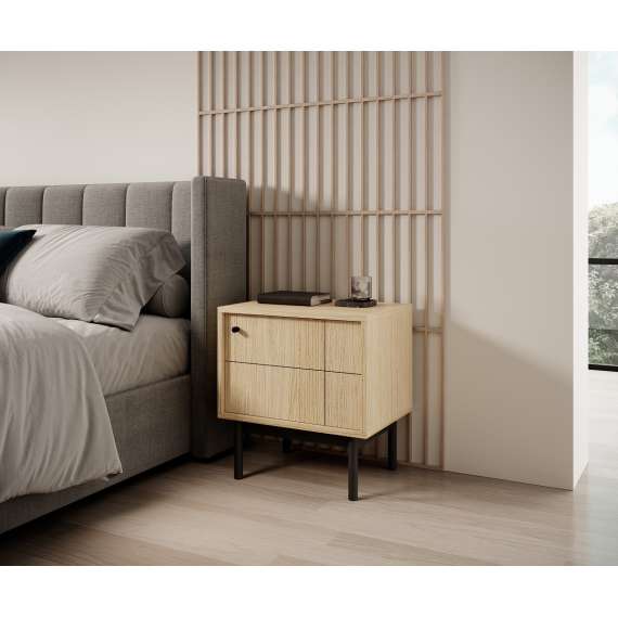 Nattbord Japandi 54x57 cm - eik - 1 dør