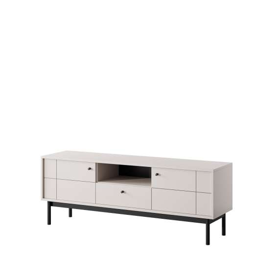 Tv-benk Japandi 154x57 cm - cashmere - med dører og skuff