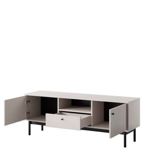 Tv-benk Japandi 154x57 cm - cashmere - med dører og skuff