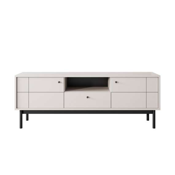 Tv-benk Japandi 154x57 cm - cashmere - med dører og skuff