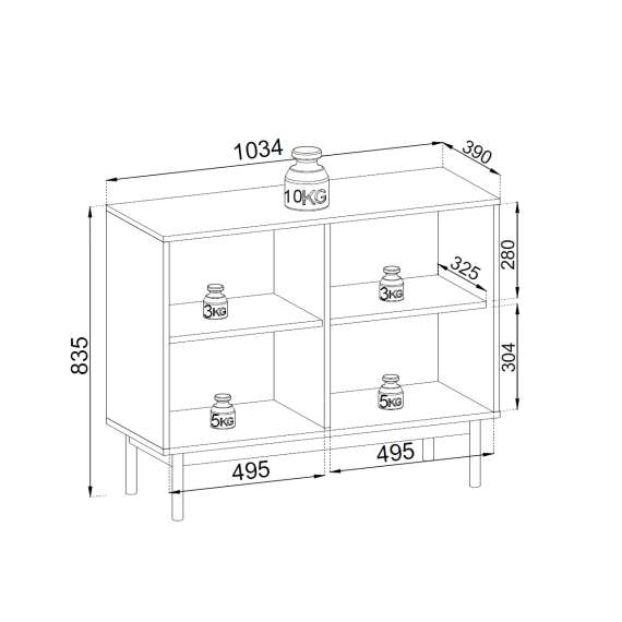Skjenk Japandi 104x84 cm - cashmere - 2 dører