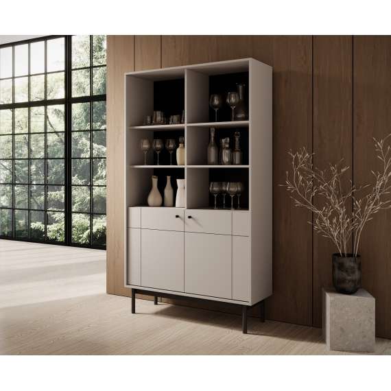 Reol Japandi 104x185 cm - cashmere - 2 dører og hyller