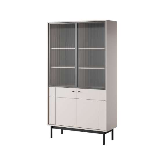 Vitrineskap Japandi 104x185 cm - cashmere - 4 dører