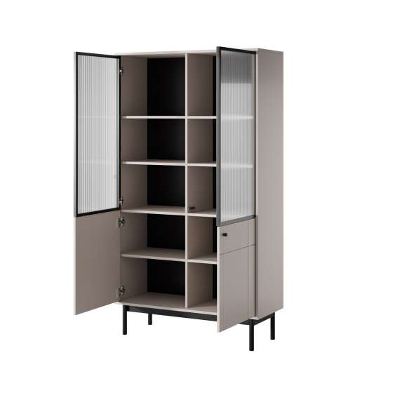 Vitrineskap Japandi 104x185 cm - cashmere - 4 dører