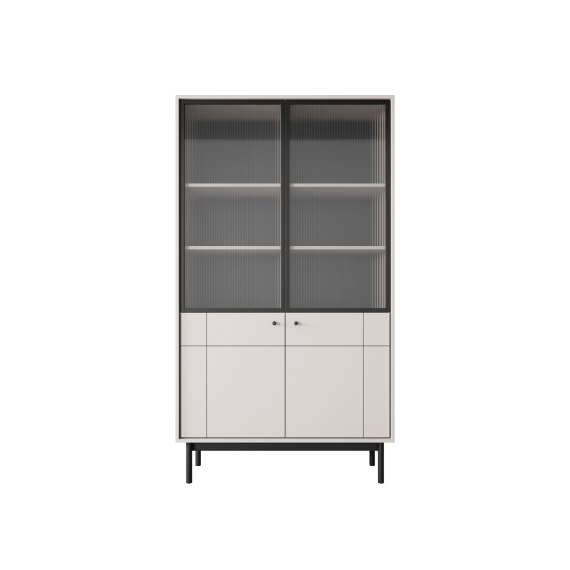 Vitrineskap Japandi 104x185 cm - cashmere - 4 dører