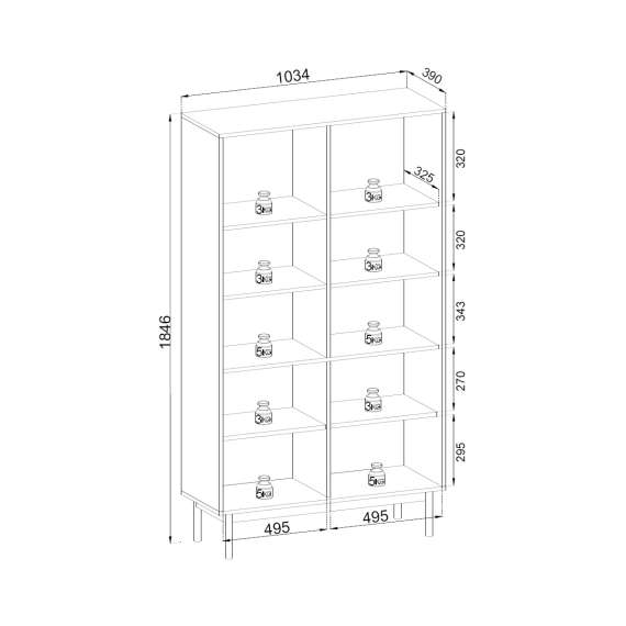 Vitrineskap Japandi 104x185 cm - cashmere - 4 dører