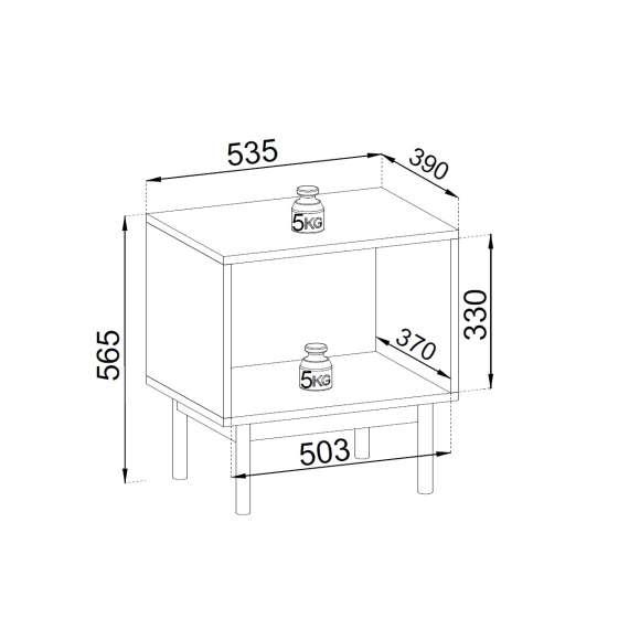 Nattbord Japandi 54x57 cm - cashmere - 1 dør