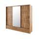Garderobeskap Arti 250x215 - mørk eik - speil - 3 skuffer