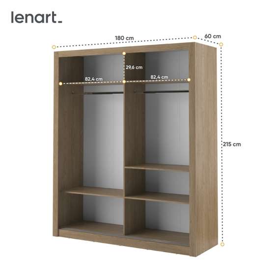 Garderobeskap Arti 180x215 cm - eik shetland