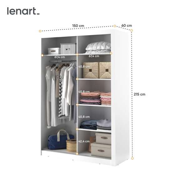 Garderobeskap Arti 150x215 cm - hvit matt