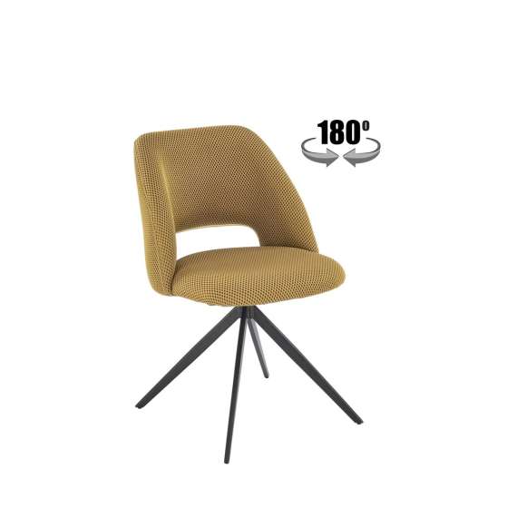 Stol ACROM - sennepsgul - svingbar - svart bein