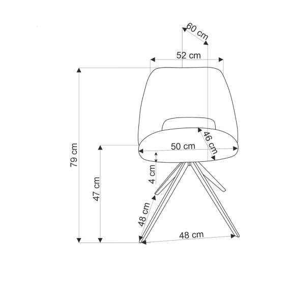 Stol ACROM - grå - svingbar - svart bein