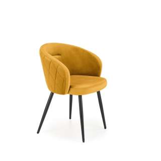 Stol SALVA - sennepsgul velvet- svart bein