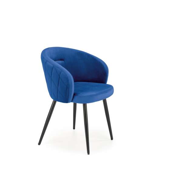Stol SALVA - marineblå velvet- svart bein