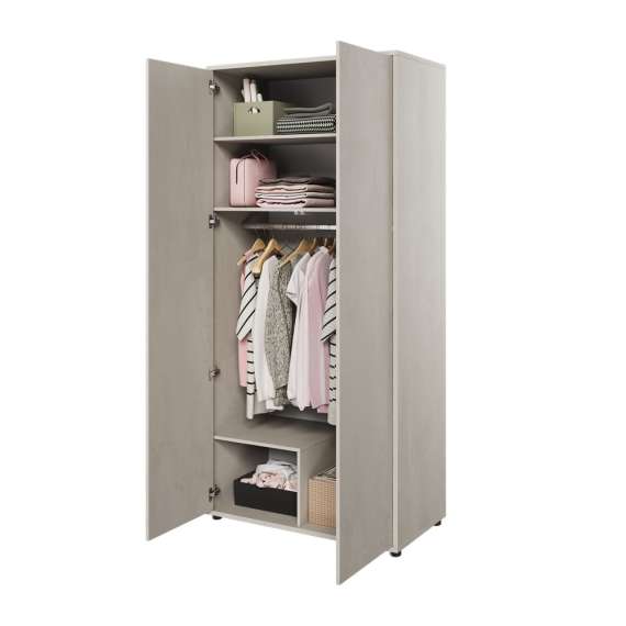 Garderobe Teen Flex 101x218 cm - Grå - 2 dører