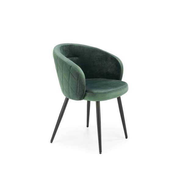 Stol SALVA - flaskegrønn velvet- svart bein