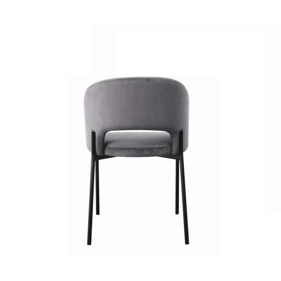 Stol SALVADOR - grå velvet- svart bein