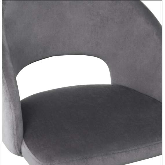 Stol SALVADOR - grå velvet- svart bein