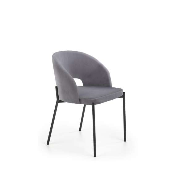Stol SALVADOR - grå velvet- svart bein